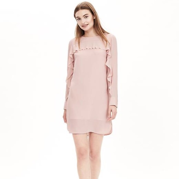 pink long sleeve ruffle dress